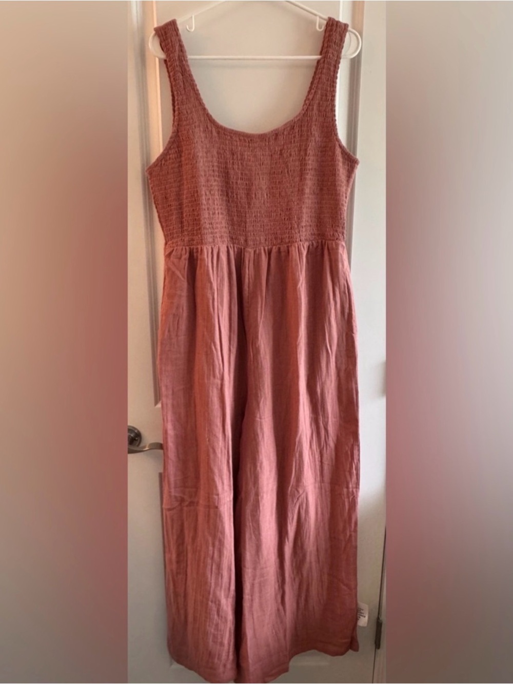 ASOS Rust Pink Sleeveless Linen-Blend Jumpsuit